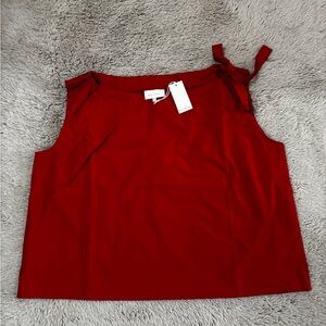 Melloday Women's Red Sleeveless Tie Accent Blouse Plus Size 2X Solid Top NWT